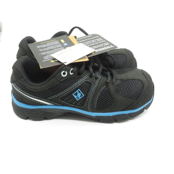 Terra Womens Black Blue Mesh Lace-Up Safety Shoes Slip-Resistant Soles 6 NEW - Picture 3 of 8